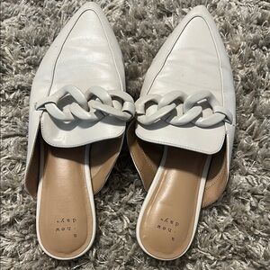 A New Day Women's Chain Detail White Mules